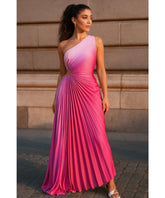 Comprar Vestido Midi Um Ombro Só Plissado Elegante para Madrinha e Convidadas - Anellimn